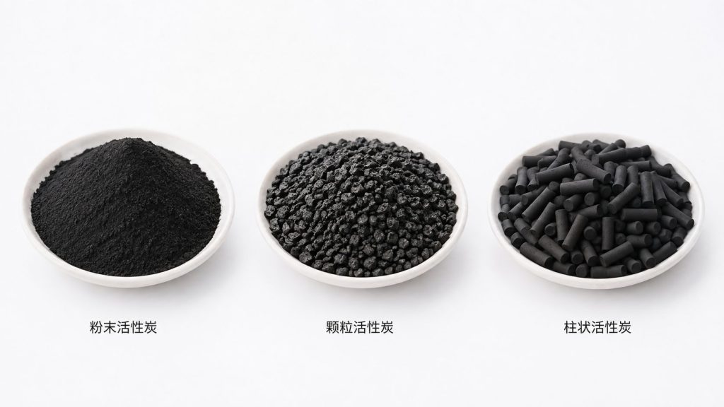 粉末颗粒和柱状竹制活性炭产品形态