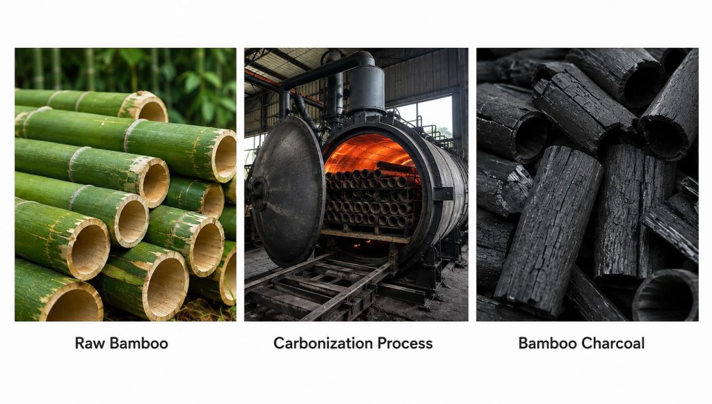 Bamboo activated carbon production from bamboo raw material