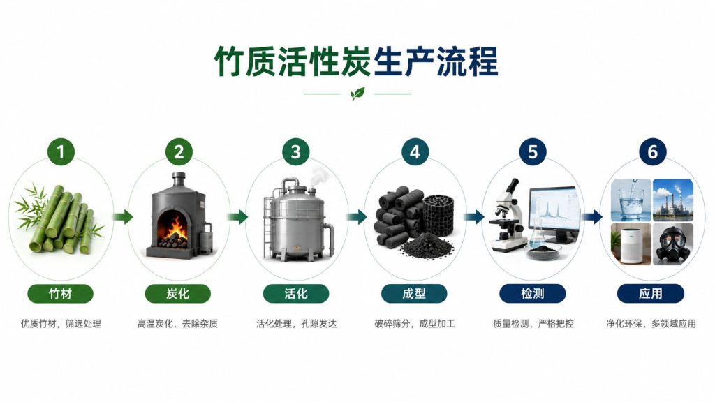竹制活性炭炭化活化和成型生产流程