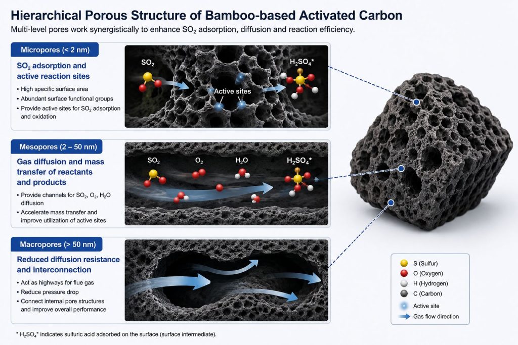 Pore structure of bamboo-based activated carbon for SO2 removal