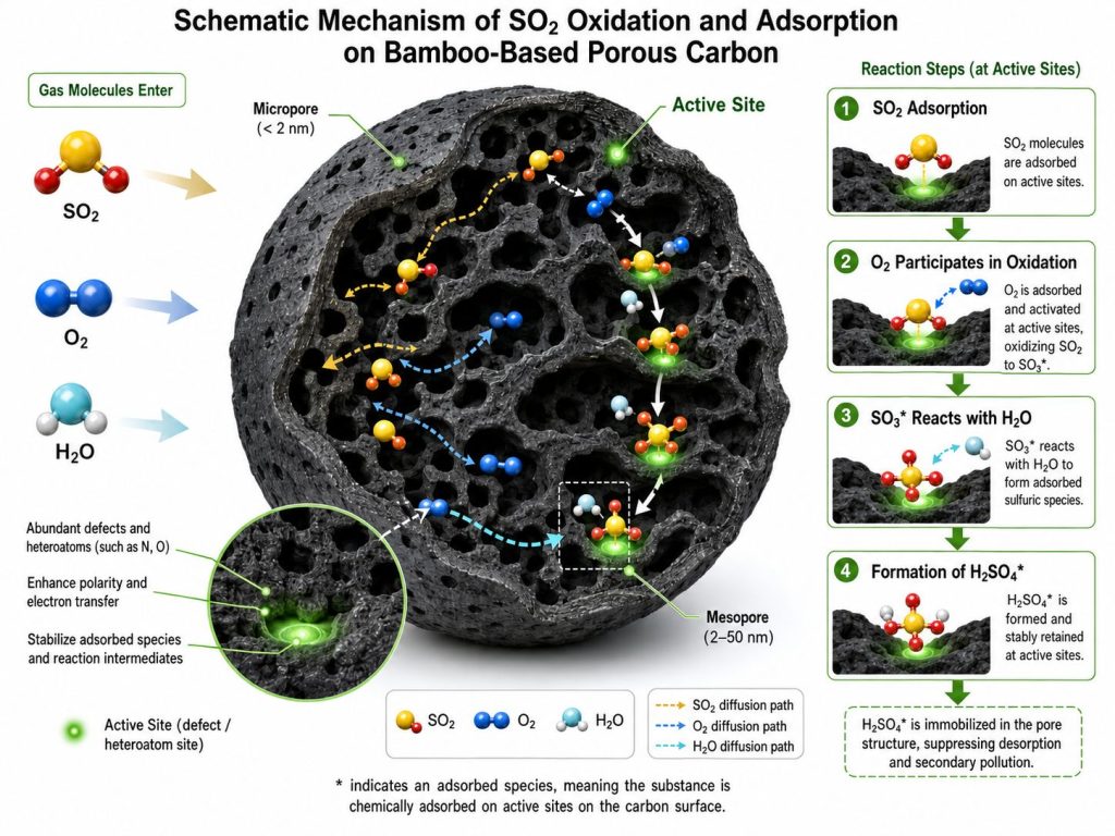 SO2 adsorption and catalytic oxidation mechanism on activated carbon