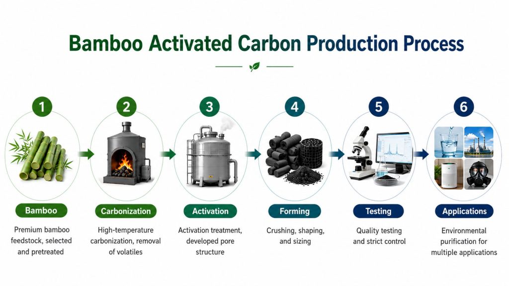 Carbonization of bamboo into bamboo charcoal