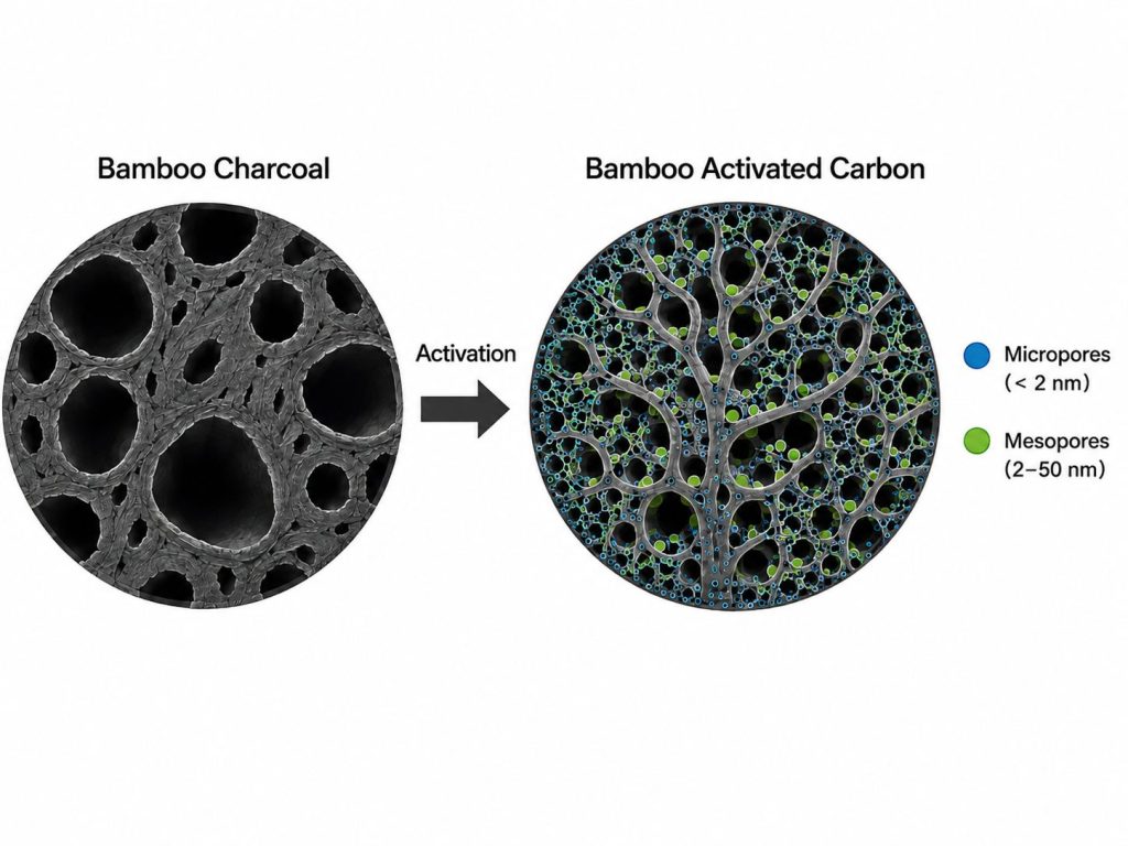 Carbonization of bamboo into bamboo charcoal