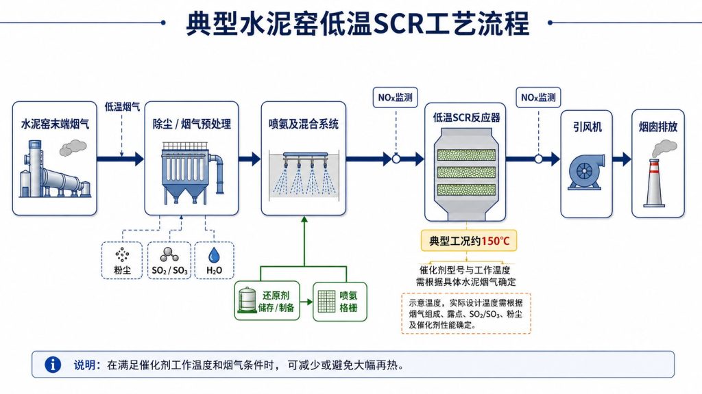 典型水泥窑低温SCR工艺流程图