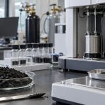工业材料实验室中用于BET比表面积和孔结构分析的活性炭样品及气体吸附分析设备